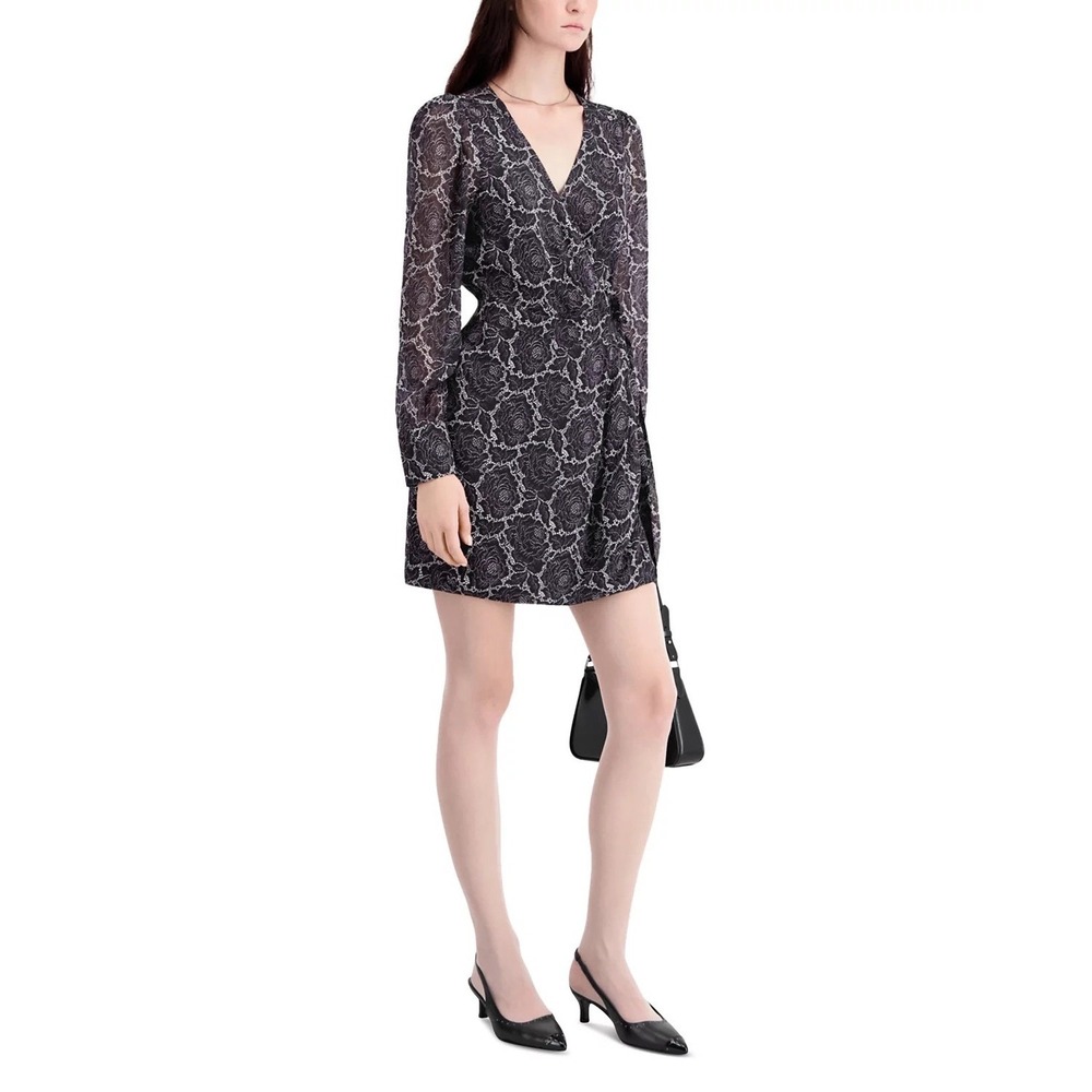 The Kooples NEW Lace Roses Wrap Dress in Black/White Size FR 1/US Small